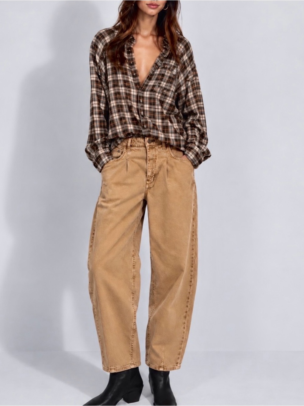 Anthropologie PILCRO Breaker Brown Barrel Straight Leg Jeans Size 27